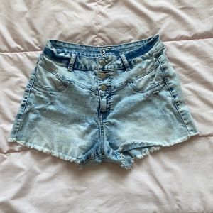 light blue denim jean shorts